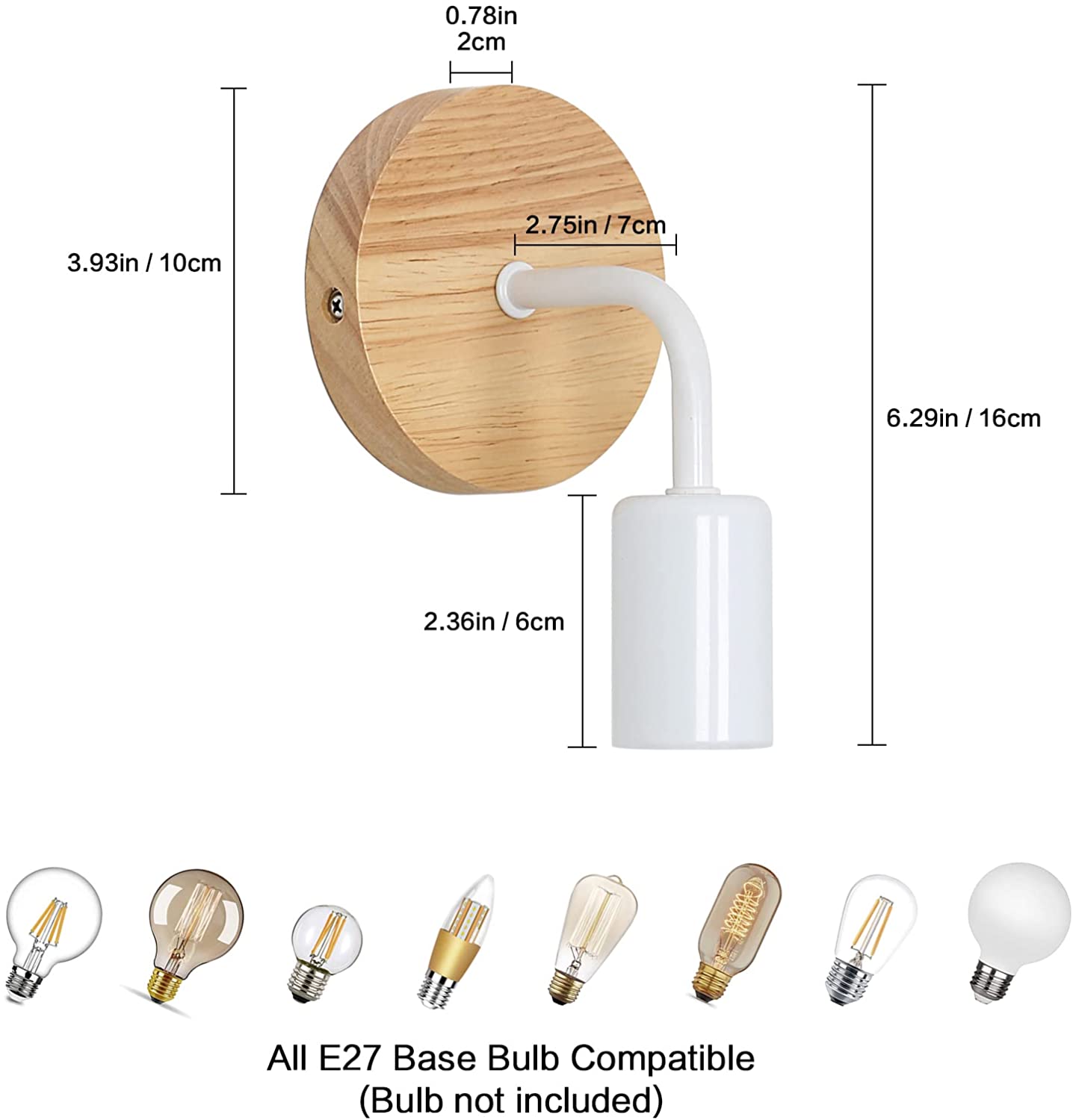 Tableau des dimensions des lampes murales 