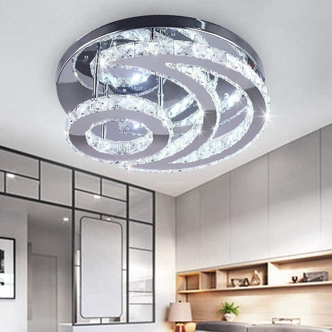 Kryształowa lampa sufitowa LED nowoczesna okrągła lampa sufitowa z możliwością przyciemniania 3000 K/4000 K/6000 K do salonu sypialnia jadalnia biuro