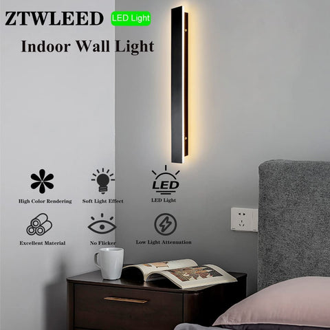 Zewnętrzny kinkiet LED, wodoodporny, minimalistyczny czarny kinkiet, ciepłe światło 3000 K, 12 W, stopień ochrony IP65, materiał akrylowy i żelazny, do oświetlenia wewnętrznego i zewnętrznego
