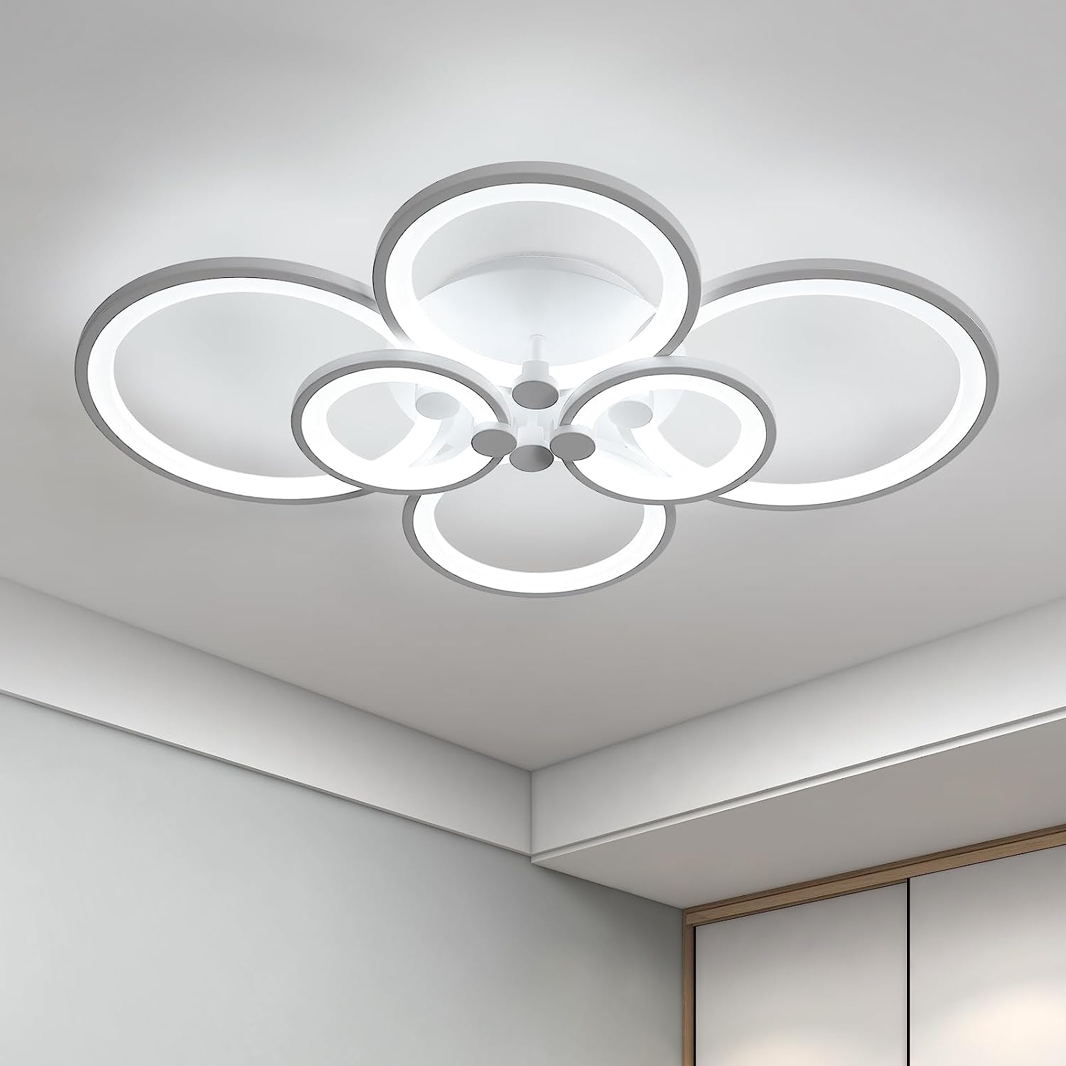 Plafonnier LED Design moderne Cercle Anneaux Lampe de Plafond Blanc Froid 6000K