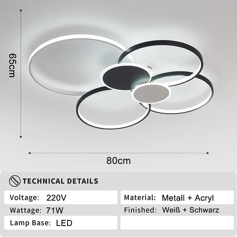 Nowoczesna ściemnialna lampa sufitowa Led okrągłe pierścienie lampa sufitowa 3000K-6000K do salonu sypialnia jadalnia biuro