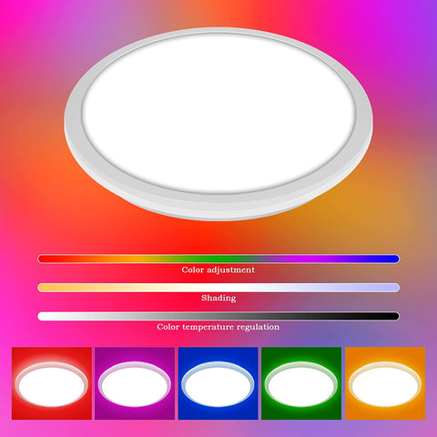 Ściemnialna lampa sufitowa LED, lampa sufitowa łazienkowa IP54, 24W 3100LM, 2700-6500K RGB wodoodporna nowoczesna lampa sufitowa z pilotem do salonu, sypialni (średnica 28cm)
