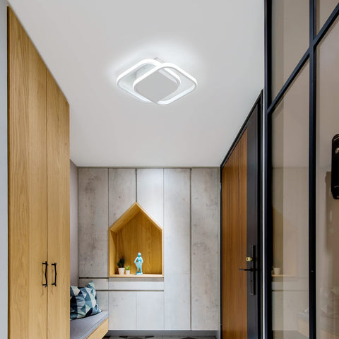 Nowoczesna lampa sufitowa LED, kwadratowa lampa sufitowa LED 24W 2200LM, 6000K chłodna biała oprawa sufitowa, akrylowa lampa sufitowa, do sypialni salon kuchnia przedpokój (biały)