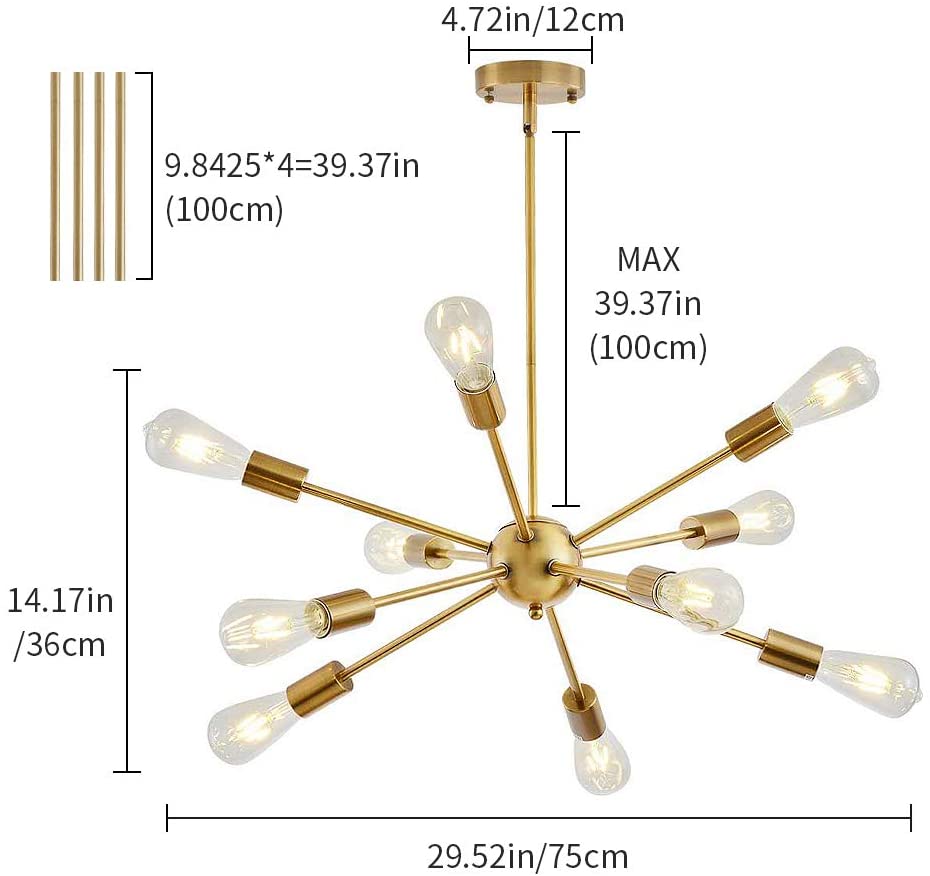 Tableau des tailles de lustre