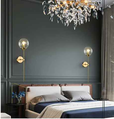 Nordycki współczesny szklany kinkiet E14 złoty LED ściana tła światło do kuchni łazienka oświetlenie wewnętrzne oprawa Home Decor (przezroczysta)