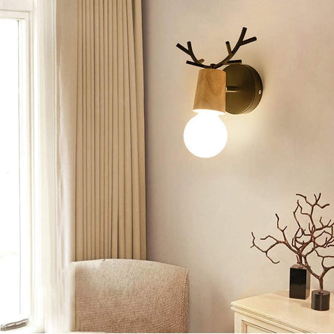 2 szt. Lampa ścienna retro, kreatywny projekt poroża drewniana kinkiet, metalowe oświetlenie ścienne w stylu vintage, regulowane kinkiety wewnętrzne do salonu, sypialni, przedpokoju, nowoczesna dekoracja
