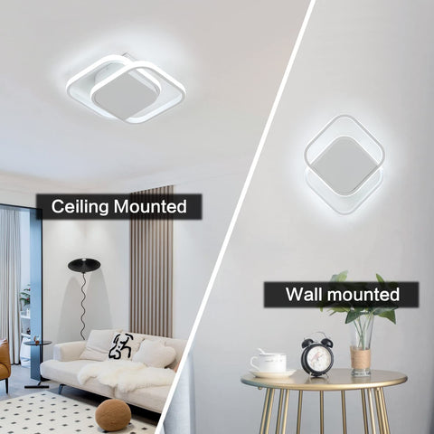 Nowoczesna lampa sufitowa LED, kwadratowa lampa sufitowa LED 24W 2200LM, 6000K chłodna biała oprawa sufitowa, akrylowa lampa sufitowa, do sypialni salon kuchnia przedpokój (biały)