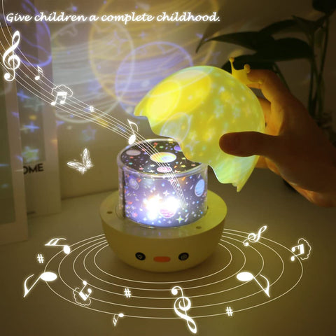 Lampka nocna z projektorem gwiazdowym, muzyczna lampka nocna z obrotem 360° + timer + pilot + 6 filmów projekcyjnych, lampka nocna dla dzieci, na Halloween, Boże Narodzenie, imprezy, prezent dla dziewczynki