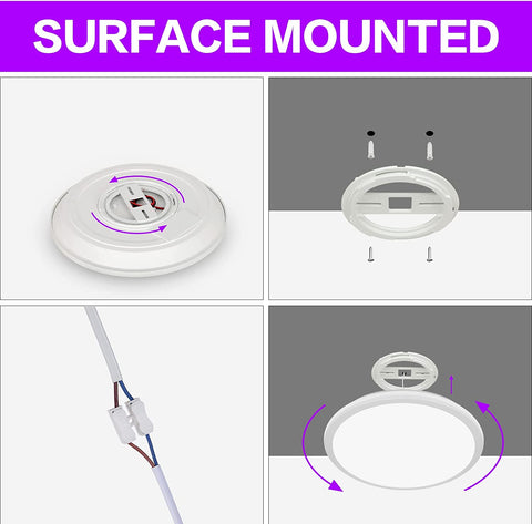 Ściemnialna lampa sufitowa LED, lampa sufitowa łazienkowa IP54, 24W 3100LM, 2700-6500K RGB wodoodporna nowoczesna lampa sufitowa z pilotem do salonu, sypialni (średnica 28cm)