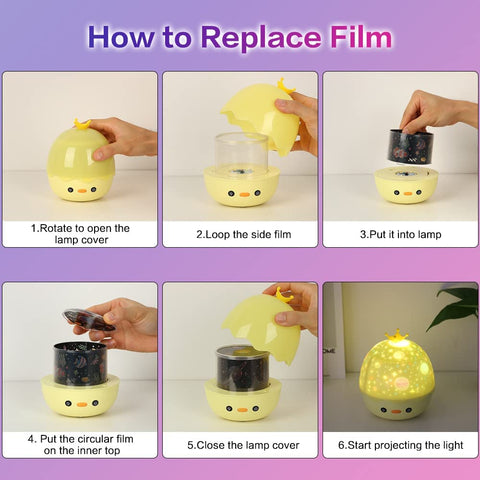 Lampka nocna z projektorem gwiazdowym, muzyczna lampka nocna z obrotem 360° + timer + pilot + 6 filmów projekcyjnych, lampka nocna dla dzieci, na Halloween, Boże Narodzenie, imprezy, prezent dla dziewczynki