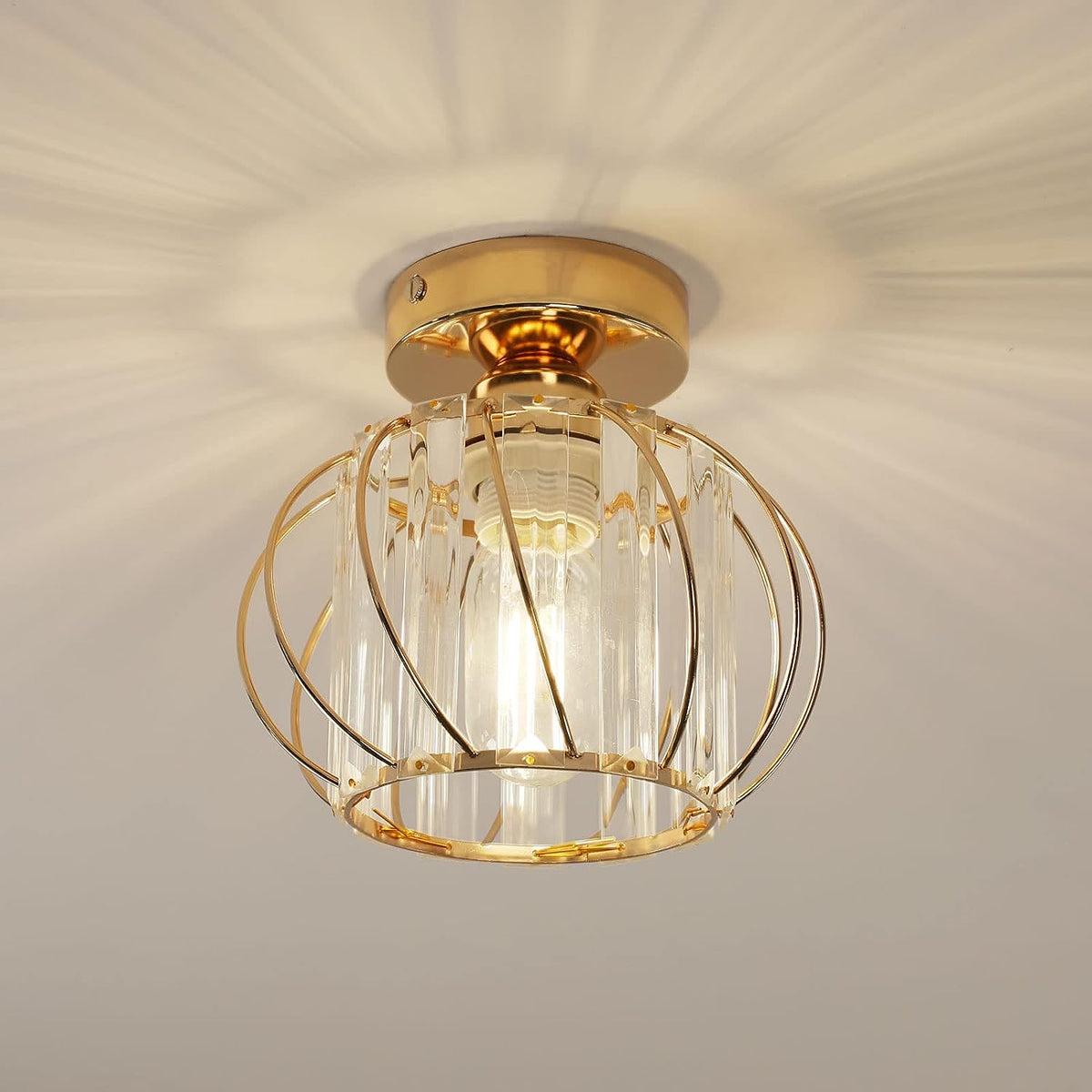 Plafonnier en Cristal Moderne E27 LED Plafonnier Mini Lustre en Cristal 