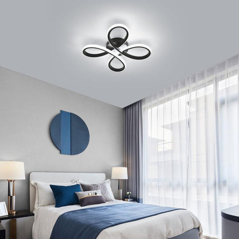 Nowoczesny design lampa sufitowa LED 30W kreatywny kształt kwiatu lampa sufitowa do salonu sypialnia jadalnia biuro czarny, chłodne białe światło 6000K