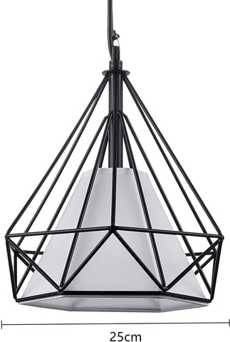 Przemysłowa lampa wisząca, żyrandol w kształcie rombu w stylu vintage, metalowa lampa sufitowa do salonu restauracji, kolor czarny