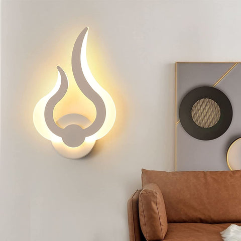 Kinkiet LED do wnętrz, nowoczesny kinkiet LED 12 W, ciepły biały 3000 K, 220 V, akryl, kształt płomienia, zamontowane lampki nocne, do salonu, przedpokoju, sypialni, szer. 18 cm * wys. 30 cm