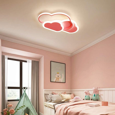 Lampa sufitowa LED 32 W, lampa sufitowa Creative Cloud, ściemnialna pilotem 3000 K ~ 6000 K, L42*W25*H6cm Ultracienka różowa lampa sufitowa Cloud, do sypialni i salonu dziecięcego