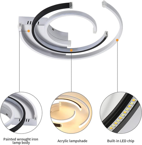 Lampa sufitowa LED z możliwością przyciemniania z pilotem 36W Nowoczesna lampa sufitowa LED 41cm Lampy sufitowe do sypialni do domowego biura Sypialnia Salon Kuchnia Balkon Przedpokój, 3000-6000K