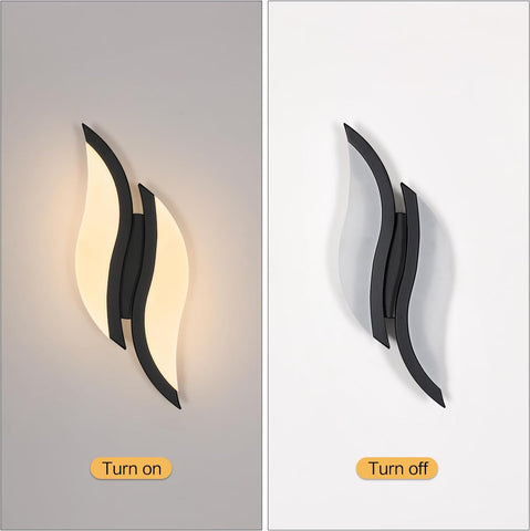 Kinkiet wewnętrzny LED, nowoczesny kinkiet 12W 2300 lm, oświetlenie akrylowe kinkiet do salonu sypialnia schody 3000K ciepłe białe światło czarny kolor