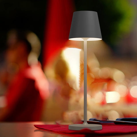 Lampa stołowa przenośna akumulatorowa nowoczesna lampka nocna ciepła biel 3000K do jadalni sypialnia Camping balkon na zewnątrz szary
