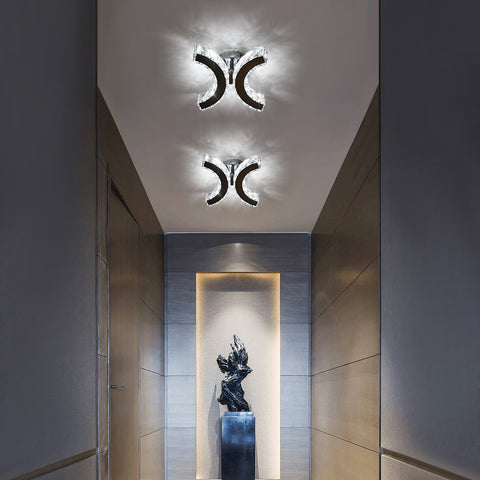 Kryształowa lampa ścienna, kinkiet wewnętrzny LED, 12W chłodne białe światło 6000K Double C Design, nowoczesna dekoracja ścienna oprawa oświetleniowa do salonu sypialnia przedpokój łazienka