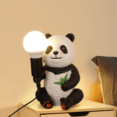 Designerskie lampy stołowe z żywicy Panda, nowoczesna kreatywna lampka nocna z przewodem wtykowym, lampa biurkowa LED Animal