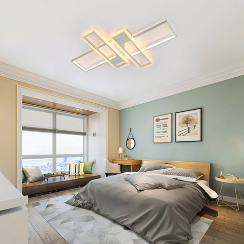 Plafoniera Lampadario LED Dimmerabile with Telecomando, Moderna Lampada Da Soffitto Quadrata A 3 Strati 50W Acrilico Montaggio A Incasso Plafoniere for Sala da Pranzo Soggiorno Cucina Officio