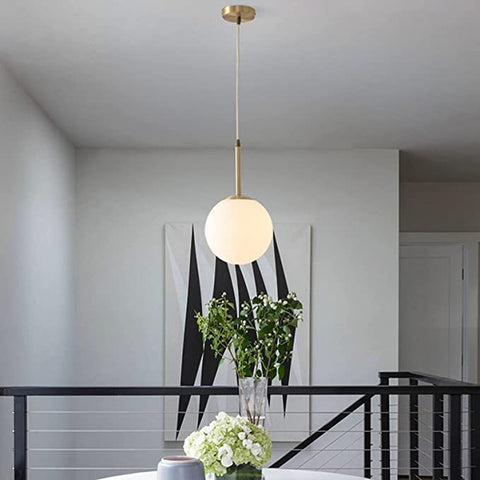 Żyrandol LED do sypialni Nordic pojedyncza głowica osobowość szklana kula lampa sufitowa postmodernistyczna prosta kreatywna lampa wisząca dekoracja jadalni w domu oświetlenie wewnętrzne (żarówka nie jest dołączona)
