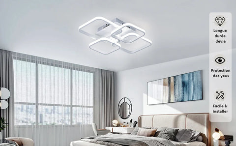 Lampa sufitowa LED, nowoczesna lampa sufitowa do salonu, trójkolorowe światło 3000K, prosta kwadratowa biała oprawa sufitowa do sypialni, pokoju biurowego, 58X46CM
