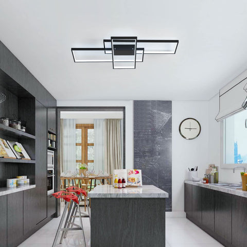 Lampa sufitowa LED 38W nowoczesny design zimny biały 6000K prostokątna lampa sufitowa do salonu sypialnia jadalnia biuro czarny
