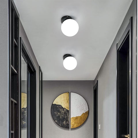 Kinkiet wewnętrzny Szklany nowoczesny kulisty kinkiet Podstawa E27 Do sypialni, salonu, przedpokoju, wejścia Czarny (żarówka nie jest dołączona)