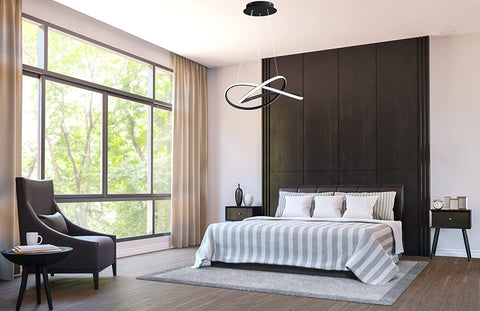 Nowoczesny żyrandol LED, aluminiowa lampa sufitowa LED, lampa wisząca 35W 3150 lumenów do salonu, jadalni, sypialni