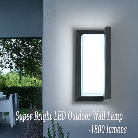 Kinkiet zewnętrzny 16 W, wodoodporny kinkiet LED IP65, kwadratowe wodoodporne kinkiety zewnętrzne na balkon, taras ogrodowy, zimny biały 6500 K, czarny