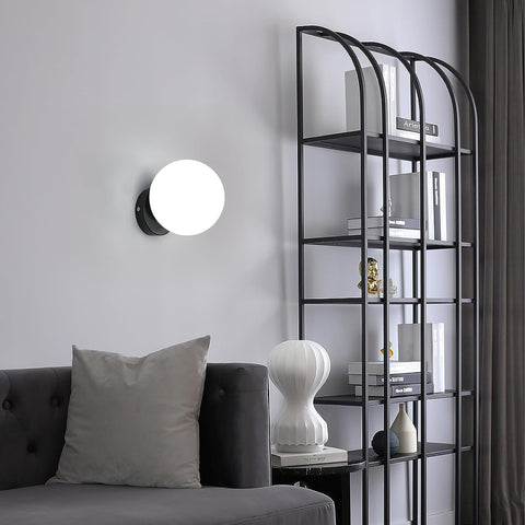 Kinkiet wewnętrzny Szklany nowoczesny kulisty kinkiet Podstawa E27 Do sypialni, salonu, przedpokoju, wejścia Czarny (żarówka nie jest dołączona)