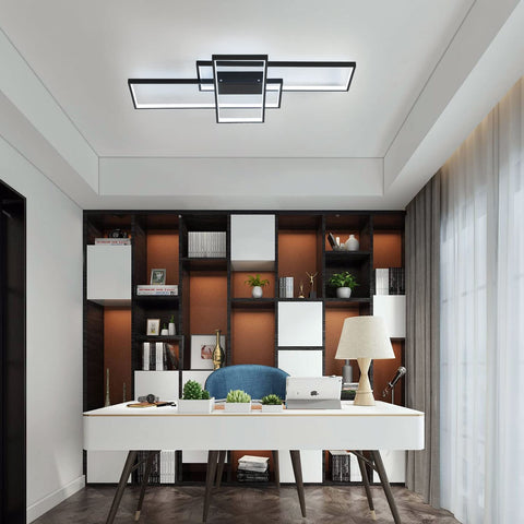 Lampa sufitowa LED 38W nowoczesny design zimny biały 6000K prostokątna lampa sufitowa do salonu sypialnia jadalnia biuro czarny