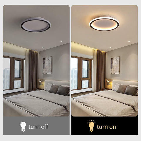 Nowoczesna lampa sufitowa LED 24W Ciepła biel 3000K Okrągła lampa sufitowa do salonu Sypialnia Jadalnia Biuro Czarny