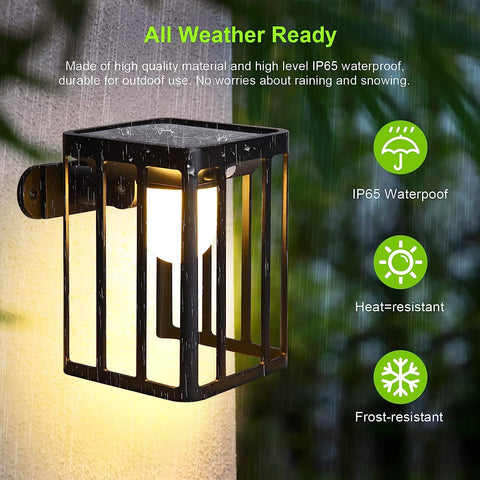 2 szt. Lampa ścienna na energię słoneczną Zewnętrzny czujnik ruchu Kinkiet LED Ciepła biel 3000 K na dziedziniec Ogród Korytarz Taras Blisko ścieżki Ścieżka Patio Willa