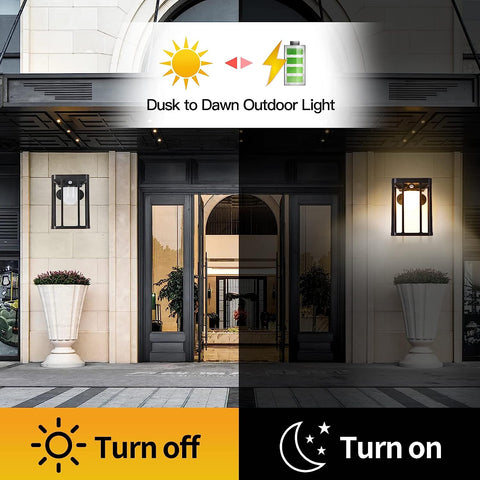 2 szt. Lampa ścienna na energię słoneczną Zewnętrzny czujnik ruchu Kinkiet LED Ciepła biel 3000 K na dziedziniec Ogród Korytarz Taras Blisko ścieżki Ścieżka Patio Willa