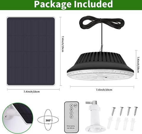 Oddzielne lampy słoneczne Zewnętrzne, wewnętrzne, wodoodporne IP65, 4-trybowa słoneczna lampa wisząca z pilotem, słoneczna lampa ścienna z kablem 5 m do ogrodu, garażu, dziedzińca, schodów, patio