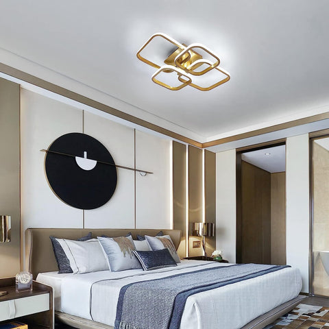 Nowoczesny design lampa sufitowa LED kwadratowe koło lampa sufitowa zimny biały 6000K do salonu sypialnia jadalnia biuro złoty