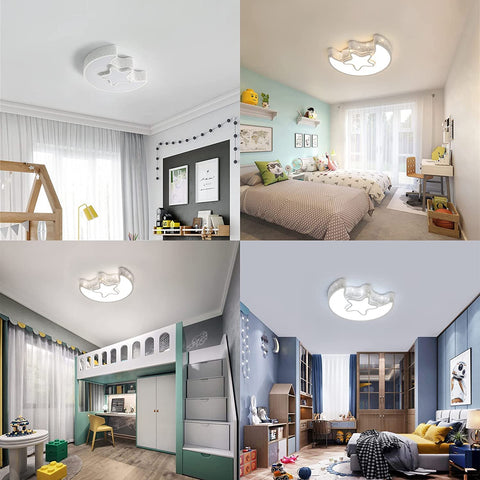 Plafonnier LED Dimmable, Lustres en forme d'étoile de lune, lampe de plafond led avec télécommande 3000K-6500K