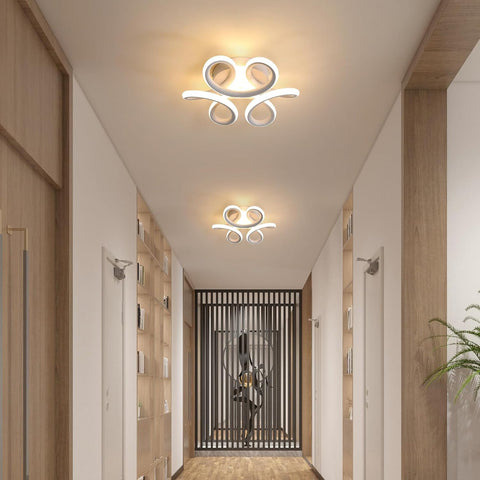 Lampa sufitowa LED, żyrandol 22 W, nowoczesna, zakrzywiona oprawa oświetleniowa, lampa sufitowa do przedpokoju, balkon, salon, kuchnia, łazienka, sypialnia, średnica 26 cm, 3000 K, ciepła biel