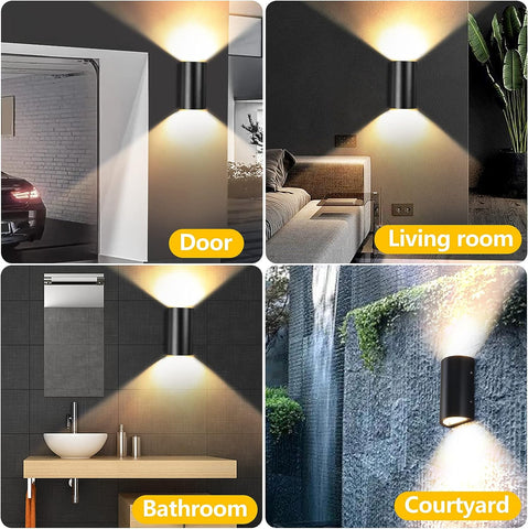 Kinkiet zewnętrzny 10 W Kinkiet LED Ciepły biały 3000 K Wodoodporny IP65 do korytarza wejściowego Dziedziniec Ogród Taras Balkon Garaż Czarny