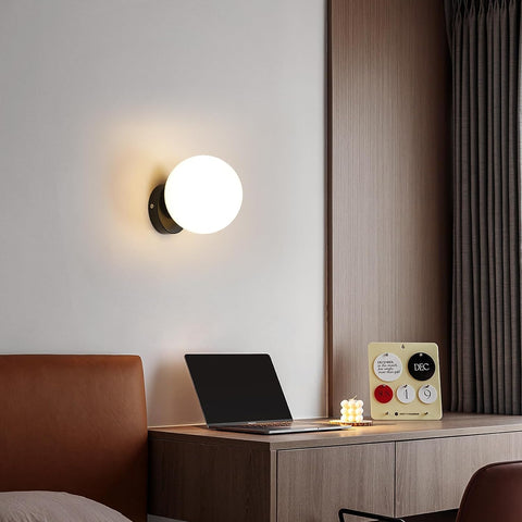 Kinkiet wewnętrzny Szklany nowoczesny kulisty kinkiet Podstawa E27 Do sypialni, salonu, przedpokoju, wejścia Czarny (żarówka nie jest dołączona)