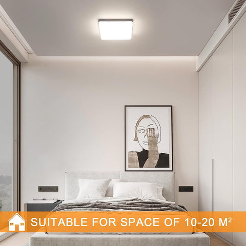 Kwadratowa lampa sufitowa LED, lampa sufitowa LED, lampa sufitowa LED IP44, oprawa sufitowa odpowiednia do łazienki, salonu, kuchni, sypialni, korytarza, balkonu 36W 4000K (23x23CM)