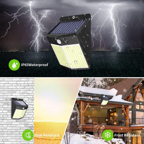 2 szt. Kinkiet solarny Zewnętrzny 288 LED Czujnik ruchu Kinkiet LED Zimna biel 6000 K na Dziedziniec Ogród Korytarz Taras Ścieżka przy ścianie Patio Willa