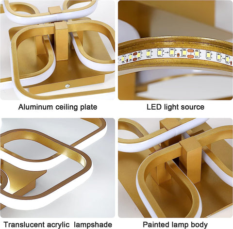 Nowoczesny design lampa sufitowa LED kwadratowe koło lampa sufitowa zimny biały 6000K do salonu sypialnia jadalnia biuro złoty