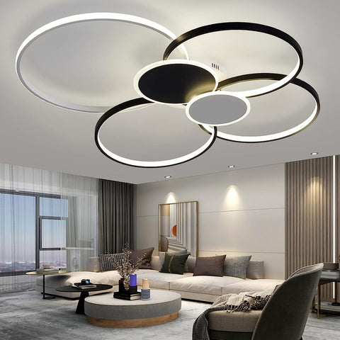 Nowoczesna ściemnialna lampa sufitowa Led okrągłe pierścienie lampa sufitowa 3000K-6000K do salonu sypialnia jadalnia biuro