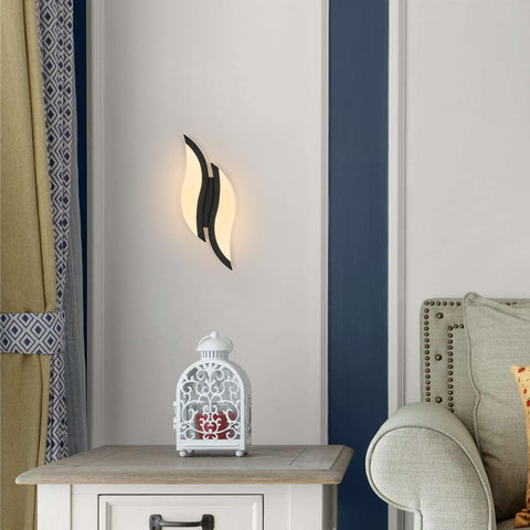 Kinkiet wewnętrzny LED, nowoczesny kinkiet 12W 2300 lm, oświetlenie akrylowe kinkiet do salonu sypialnia schody 3000K ciepłe białe światło czarny kolor