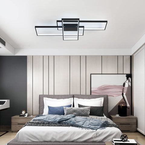 Lampa sufitowa LED 38W nowoczesny design zimny biały 6000K prostokątna lampa sufitowa do salonu sypialnia jadalnia biuro czarny