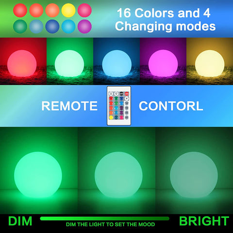 Lekka kula Lampa biurkowa LED 15 cm, 16 kolorów RGB z możliwością ściemniania i 4 tryby, lampka nocna LED z pilotem do sypialni, salonu, pokoju dziecięcego, ślubu, wymienna bateria