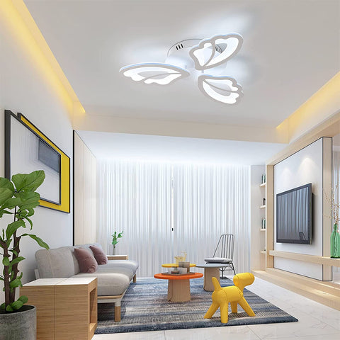 Lampa sufitowa LED 42W 3480 lumenów, nowoczesna biała lampa sufitowa, akrylowa oprawa sufitowa 6000K, 3 skrzydła do montażu, do salonów, sypialni